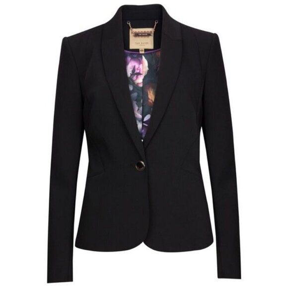 💕TED BAKER LONDON💕 Ricki Techno Crepe Suit Jacket ~ Black Size 4 NWT - Picture 1 of 12
